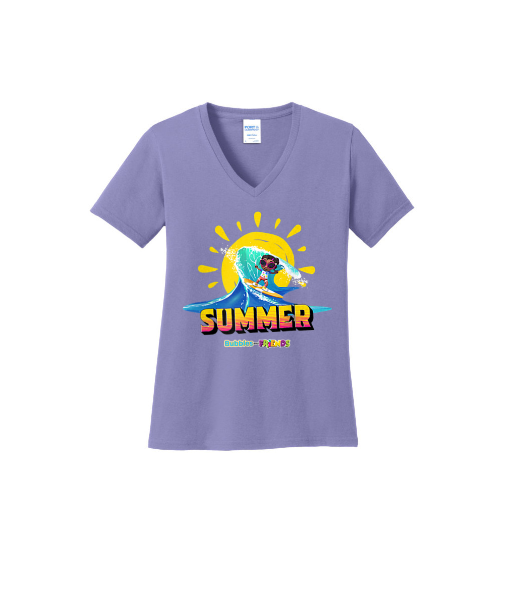 Bubbles and Friends - Summer Collection Surfing Izzi Women V-Neck T-Shirt