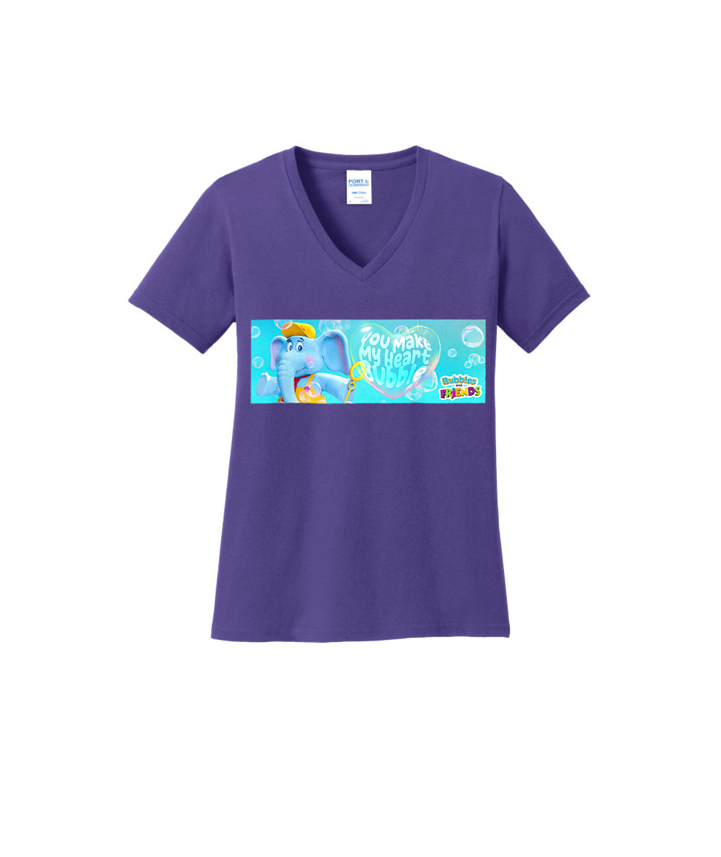 Bubbles and Friends Valentine Collection - Women's V-Neck You make my heart Bubble