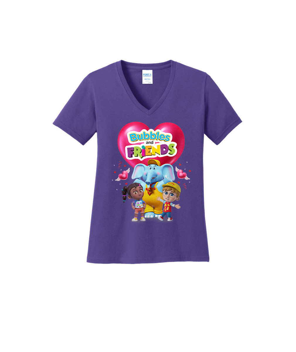 Bubbles and Friends Valentine Collection - Womens V-Neck Team Valentine