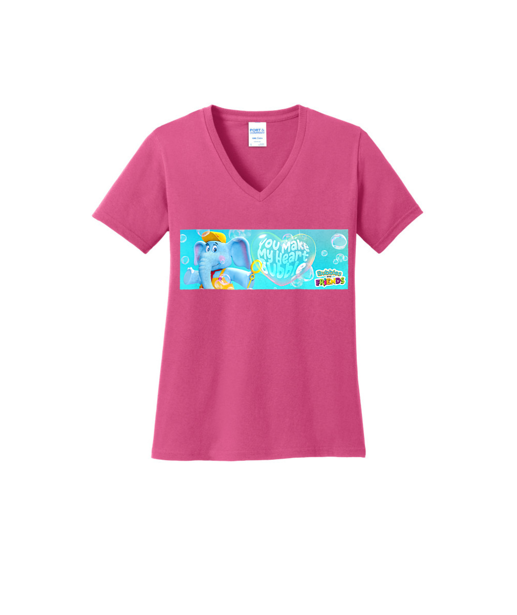 Bubbles and Friends Valentine Collection - Women's V-Neck You make my heart Bubble