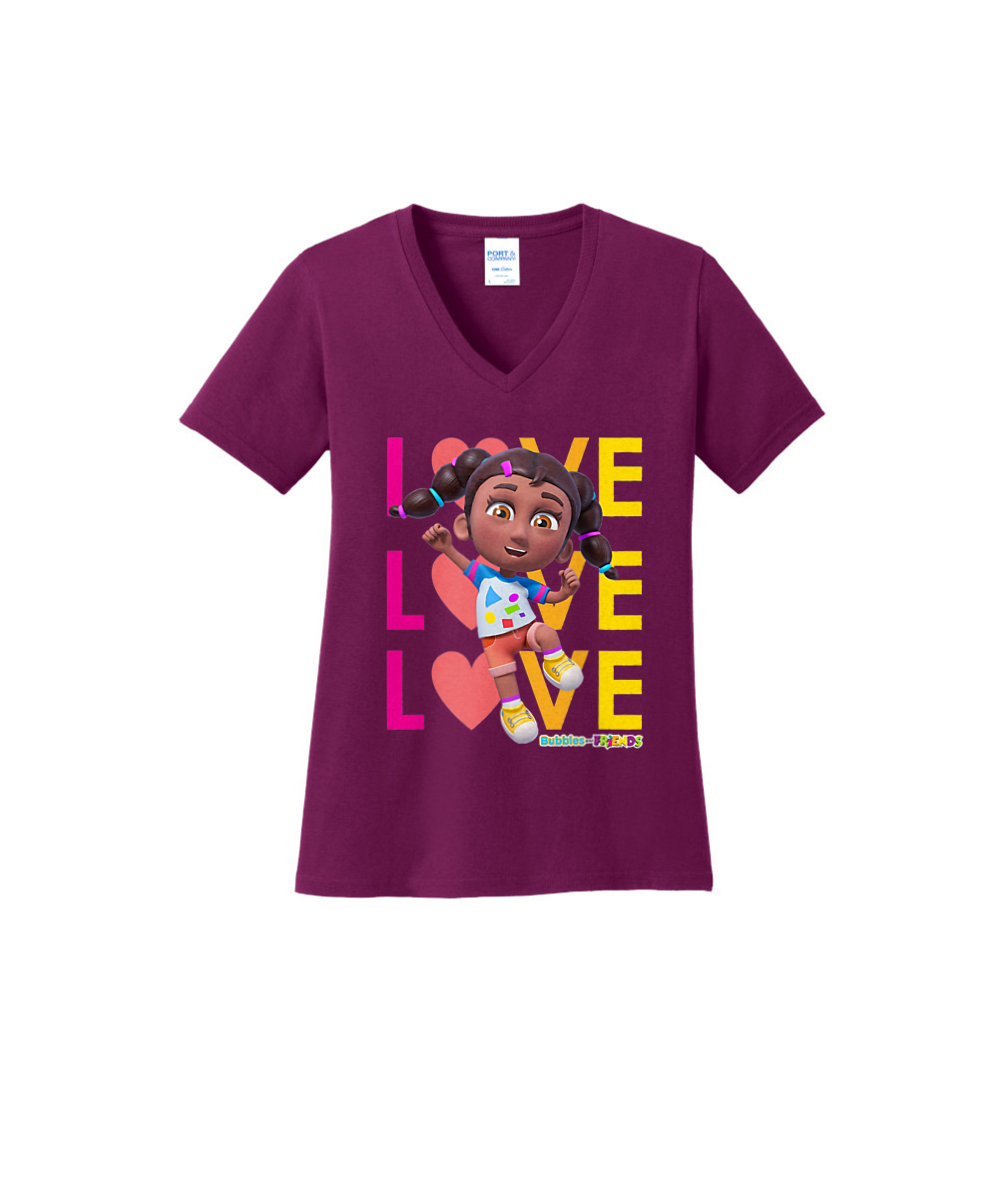 Bubbles and Friends Valentine Collection - Womens V-Neck Izzi Love