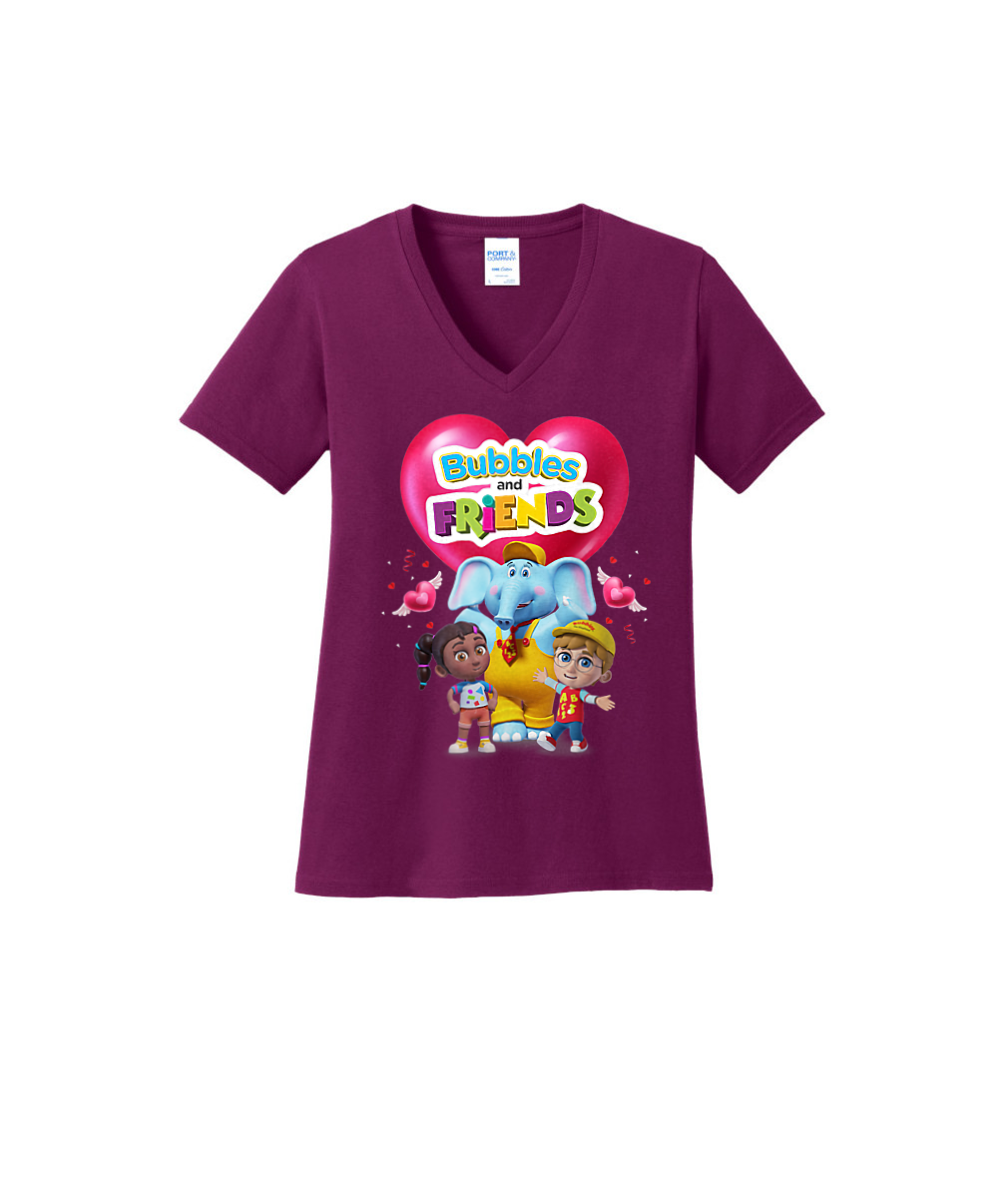 Bubbles and Friends Valentine Collection - Womens V-Neck Team Valentine