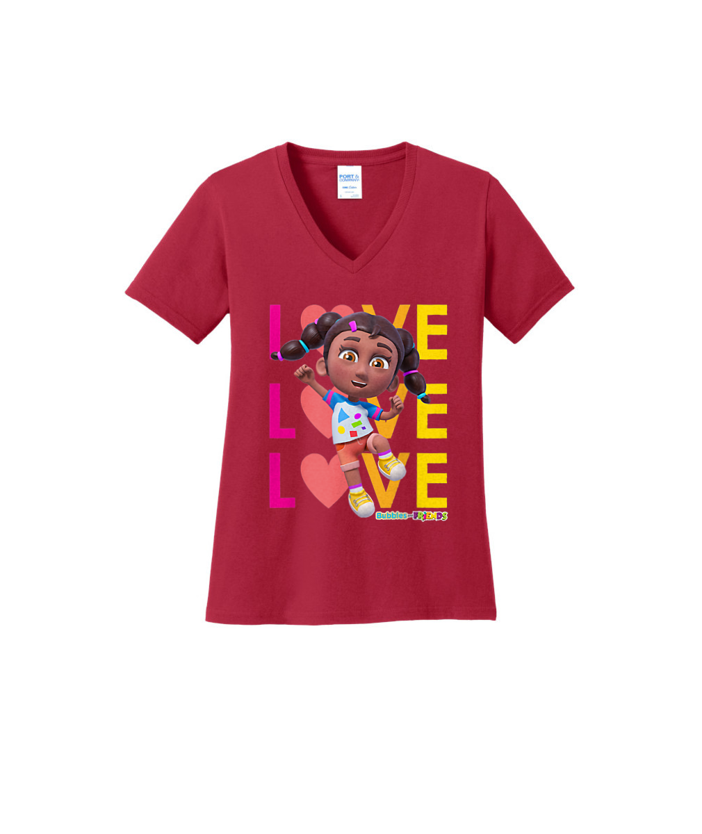 Bubbles and Friends Valentine Collection - Womens V-Neck Izzi Love