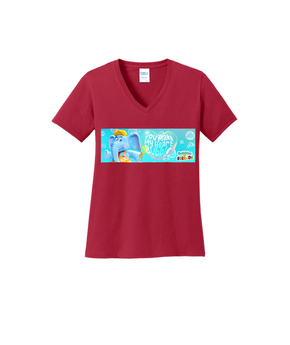 Bubbles and Friends Valentine Collection - Women's V-Neck You make my heart Bubble