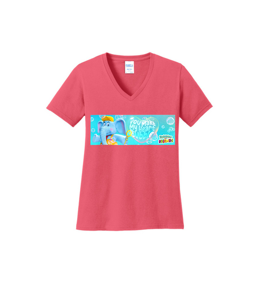 Bubbles and Friends Valentine Collection - Women's V-Neck You make my heart Bubble