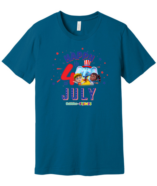 Bubbles and Friends - 4th of July Happy 4th Adult T-shirt