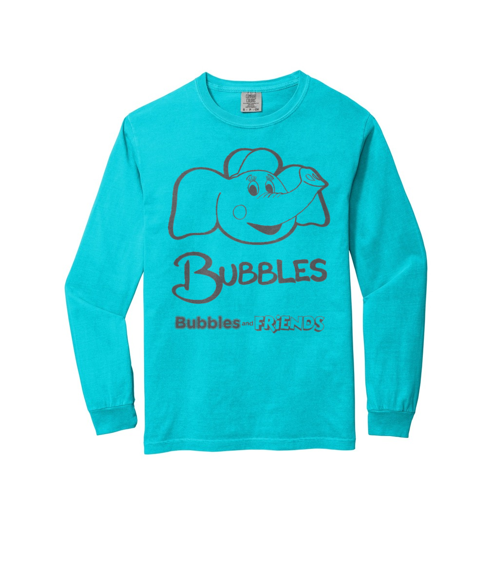 Bubbles and Friends - Bubbles Long Sleeve Adult T-Shirt (Charcoal outline)