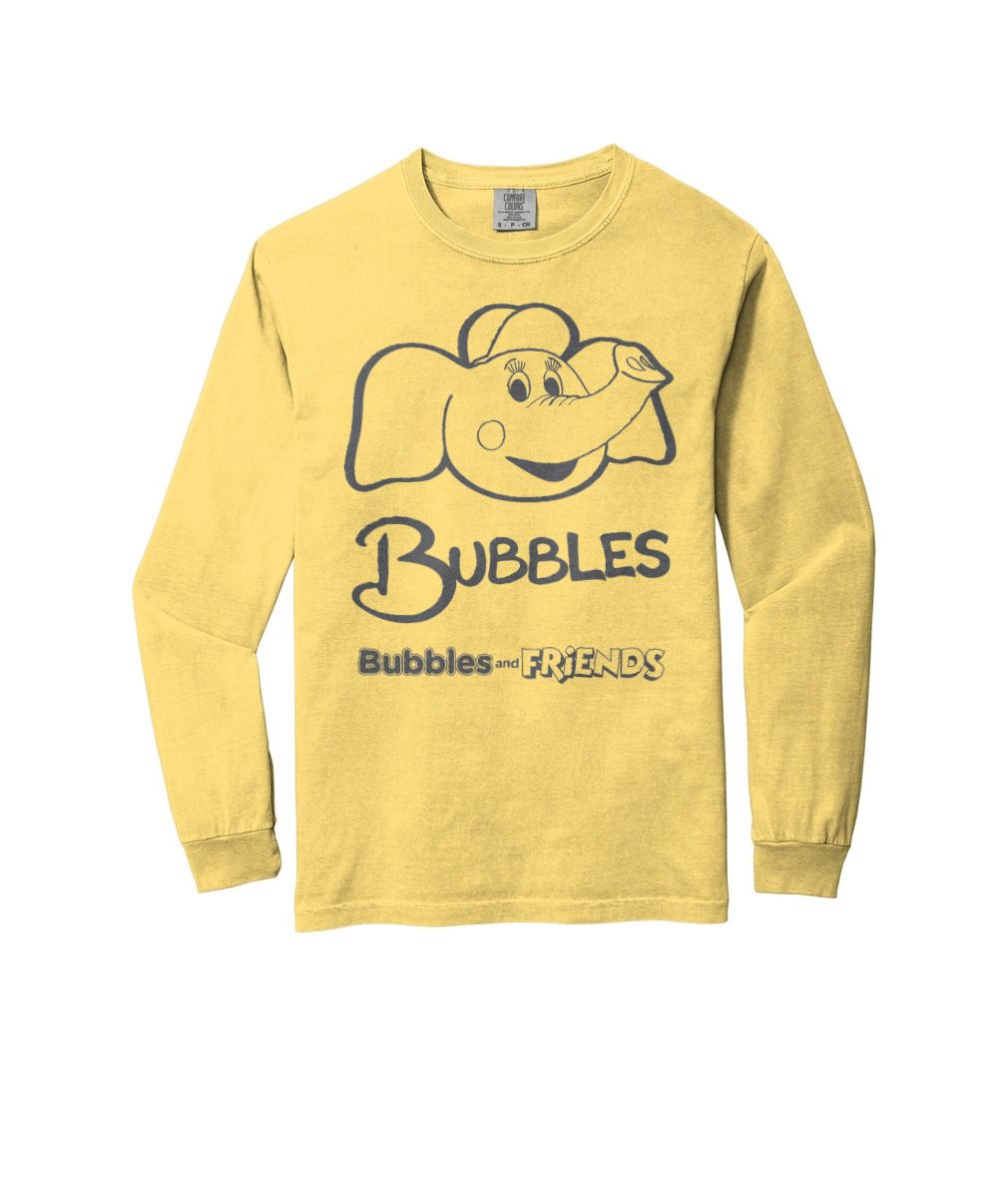 Bubbles and Friends - Bubbles Long Sleeve Adult T-Shirt (Charcoal outline)