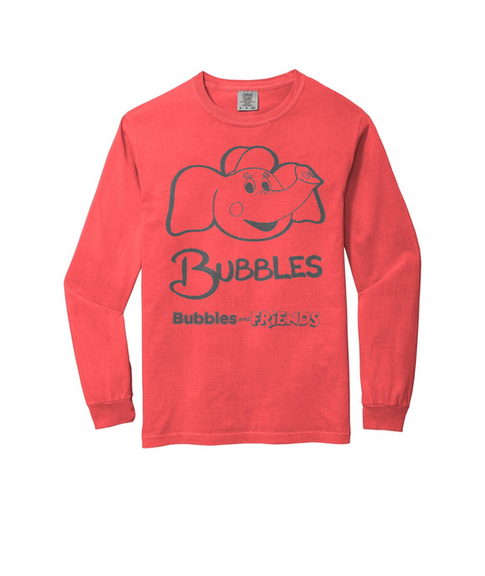 Bubbles and Friends - Bubbles Long Sleeve Adult T-Shirt (Charcoal outline)