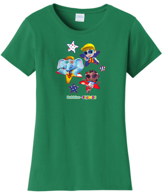 Bubbles and Friends - 4th of July Team Stars Womens T-Shirt