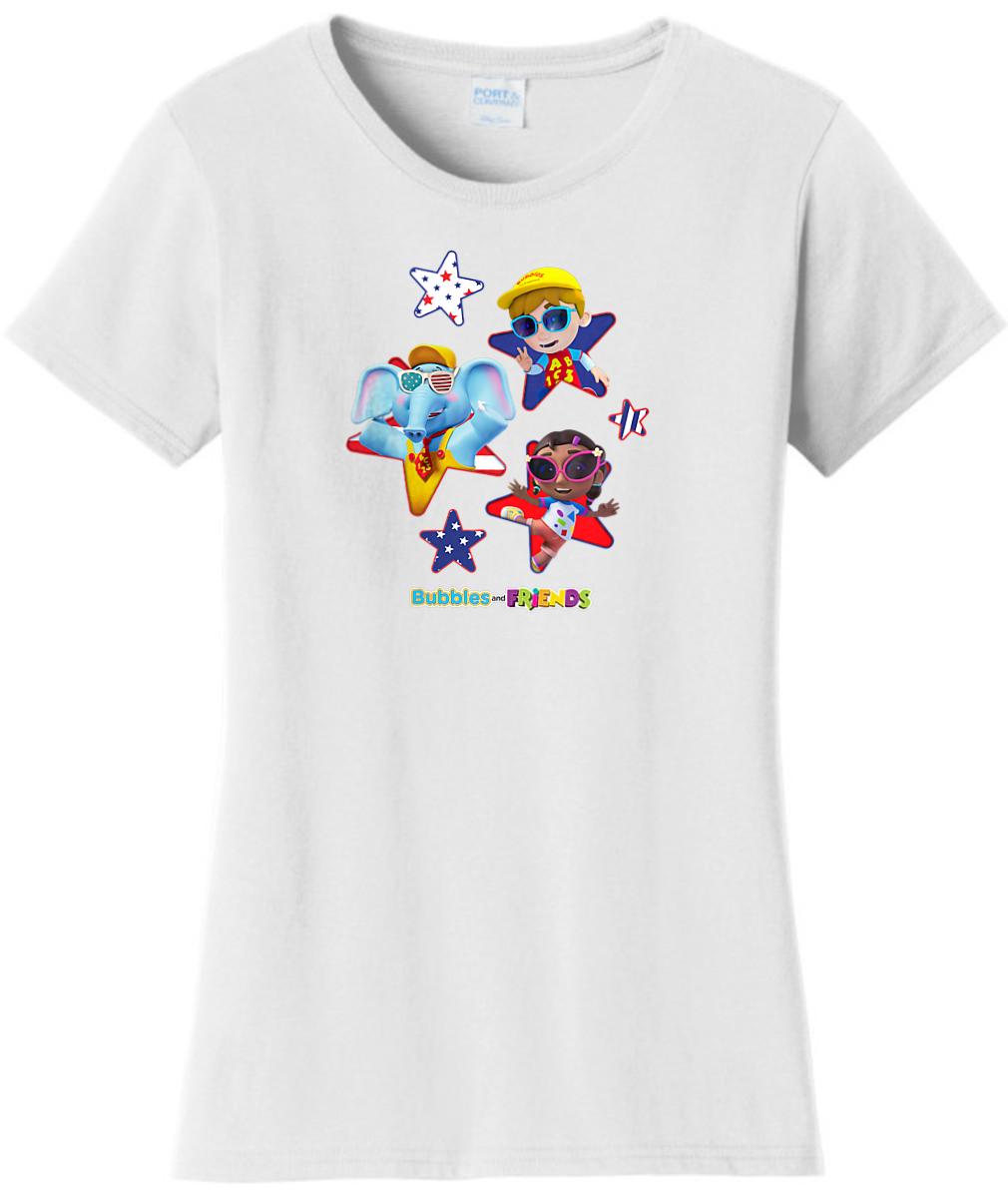 Bubbles and Friends - 4th of July Team Stars Womens T-Shirt