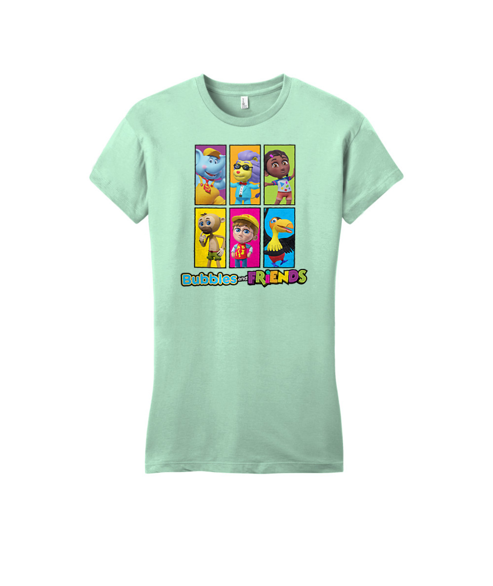 Bubbles and Friends - All Friends Adult fitted T-Shirt (Women)