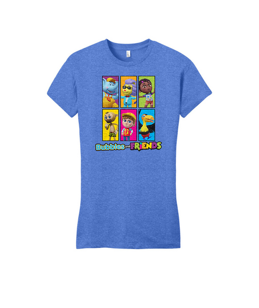 Bubbles and Friends - All Friends Adult fitted T-Shirt (Women)