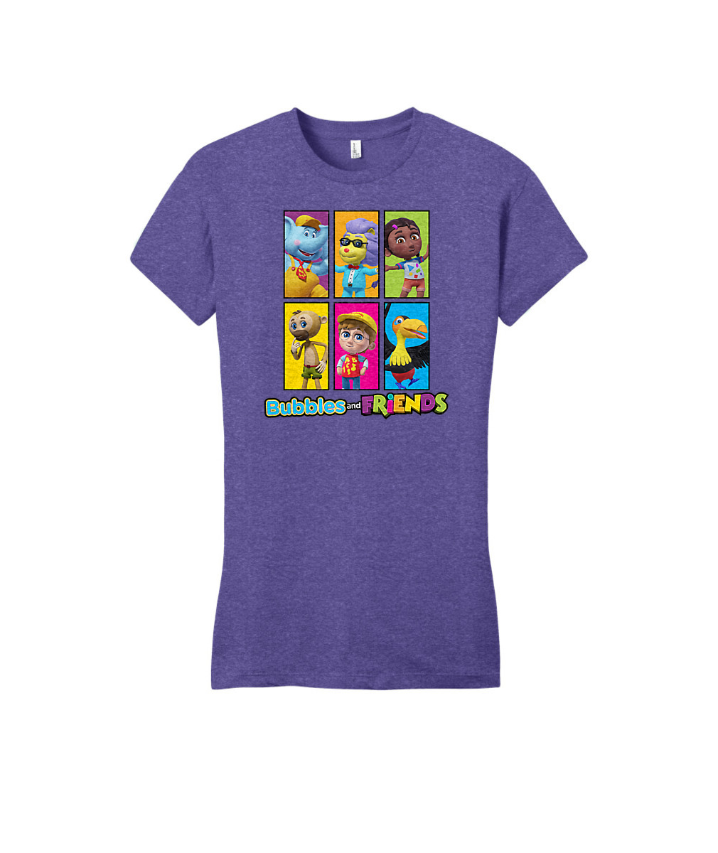 Bubbles and Friends - All Friends Adult fitted T-Shirt (Women)