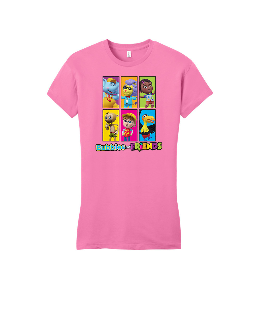 Bubbles and Friends - All Friends Adult fitted T-Shirt (Women)