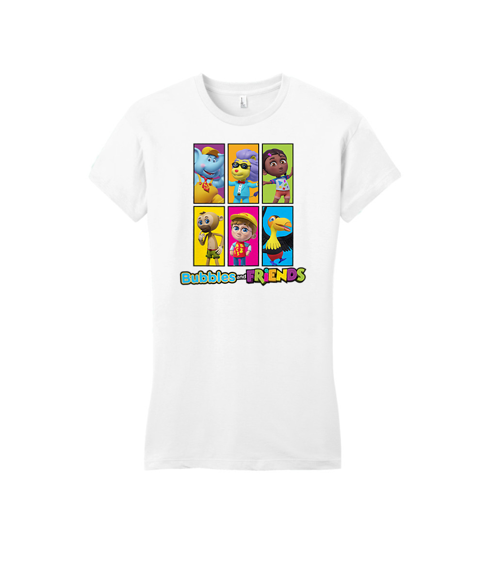 Bubbles and Friends - All Friends Adult fitted T-Shirt (Women)