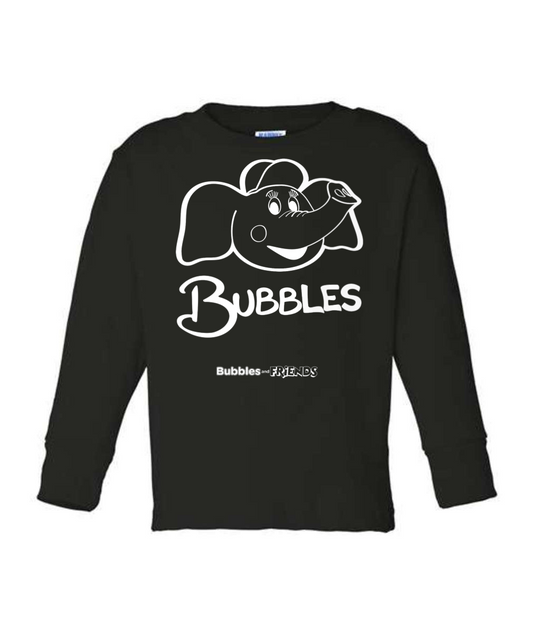 Bubbles and Friends - Bubbles Long Sleeve  Toddler T-Shirt (White outline)