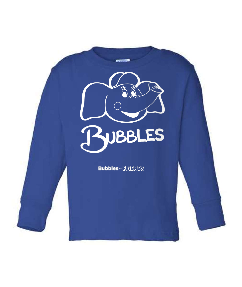 Bubbles and Friends - Bubbles Long Sleeve  Toddler T-Shirt (White outline)