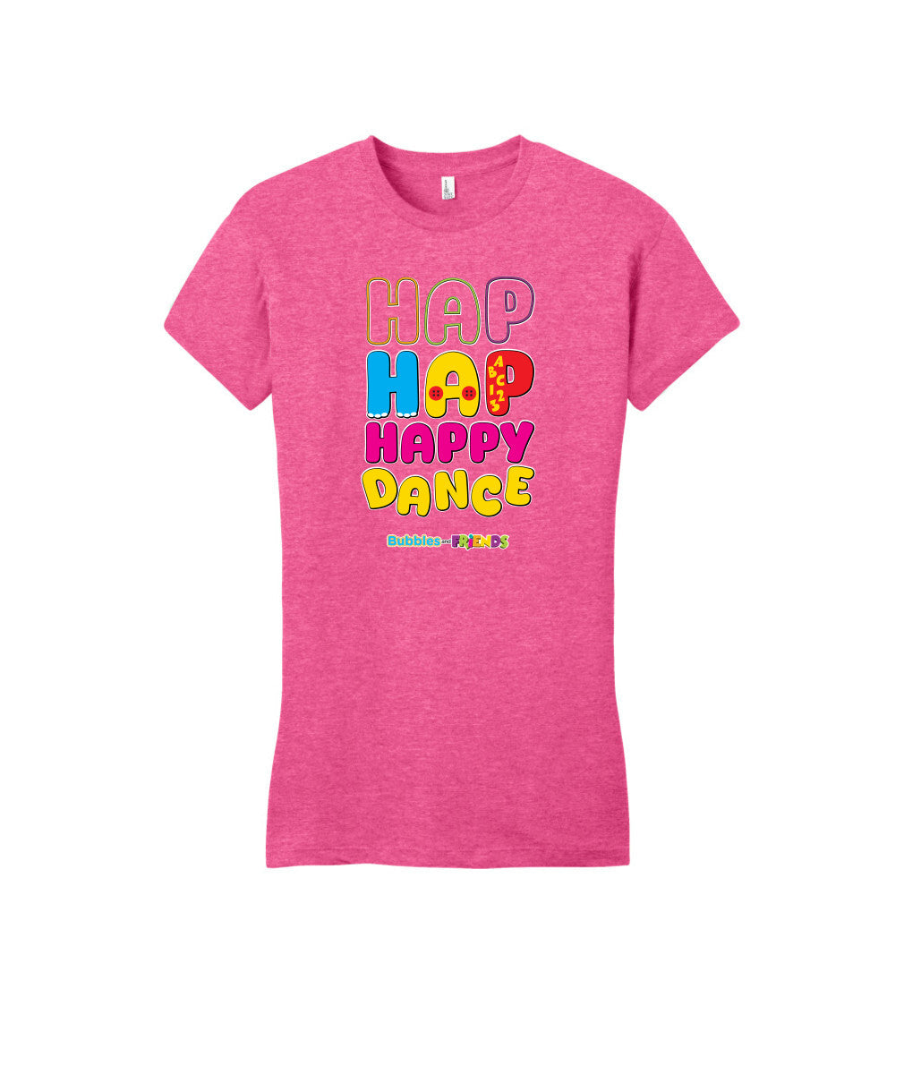 Bubbles and Friends – Happy Dance Collection Hap Hap Happy Dance Womens Fitted T-Shirt