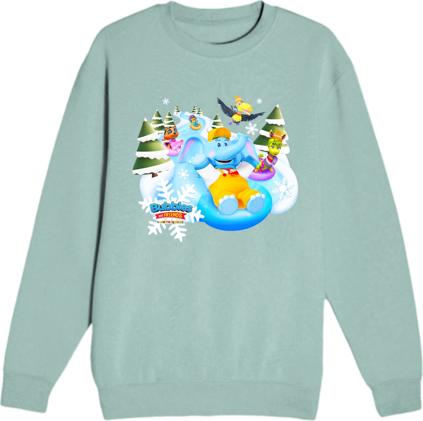 Bubbles & Friends Holiday Snow Adult Unisex Crewneck Sweatshirt