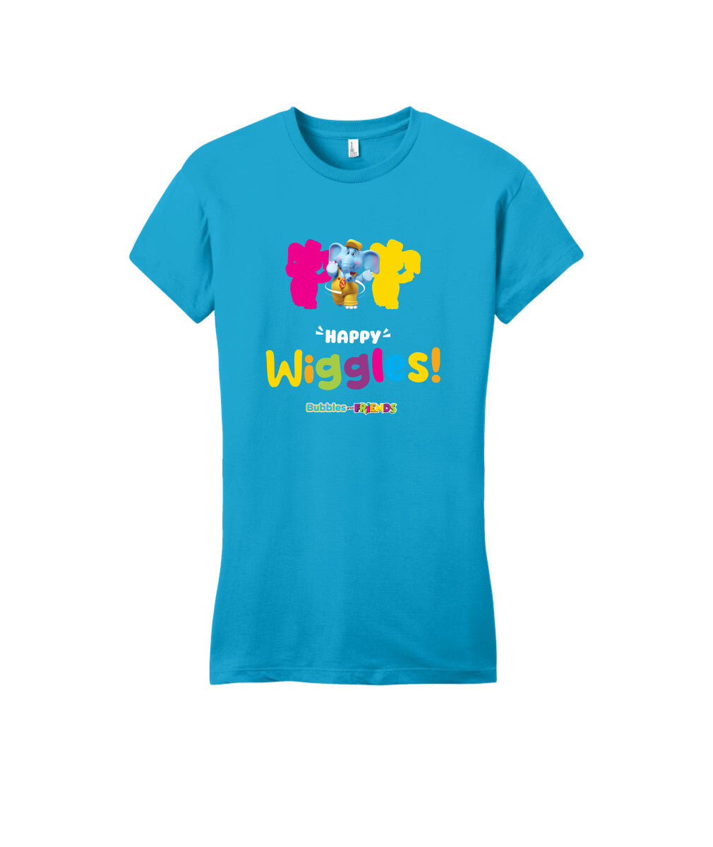 Bubbles and Friends – Happy Dance Collection Happy Wiggles Women Fitted T-Shirt