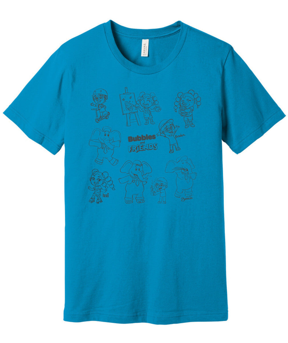 Bubbles and Friends - Happy Doodles Team Adult T-shirt