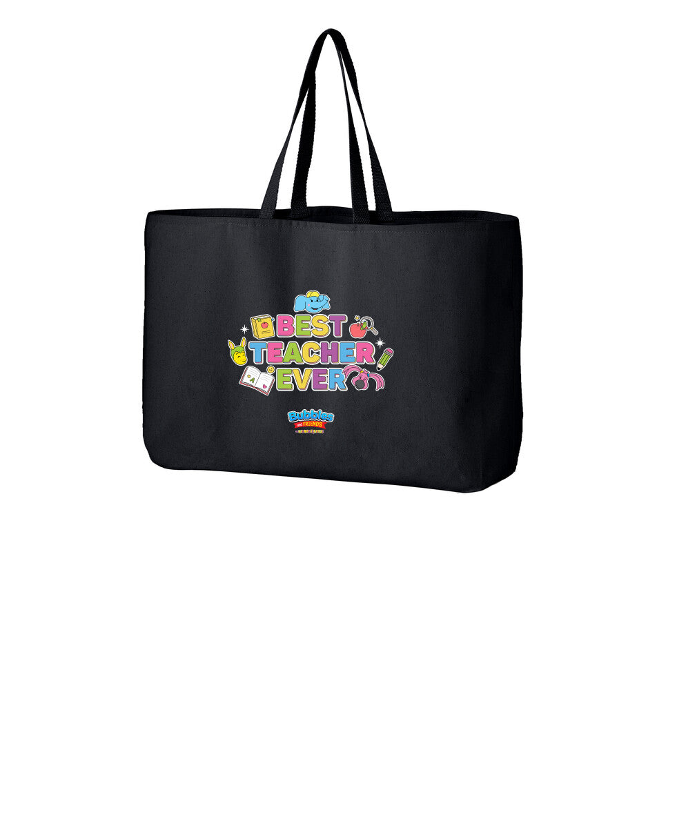 Bubbles & Friends Best Teacher Ever Jumbo Canvas Tote Bag