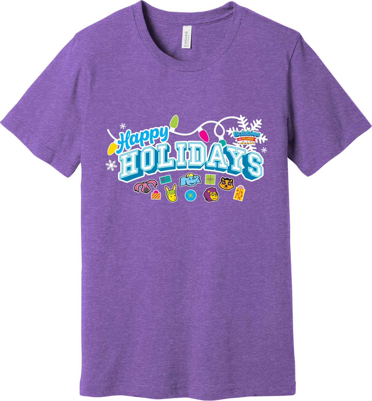 Bubbles & Friends Holiday Happy Holidays Unisex Heather Tee