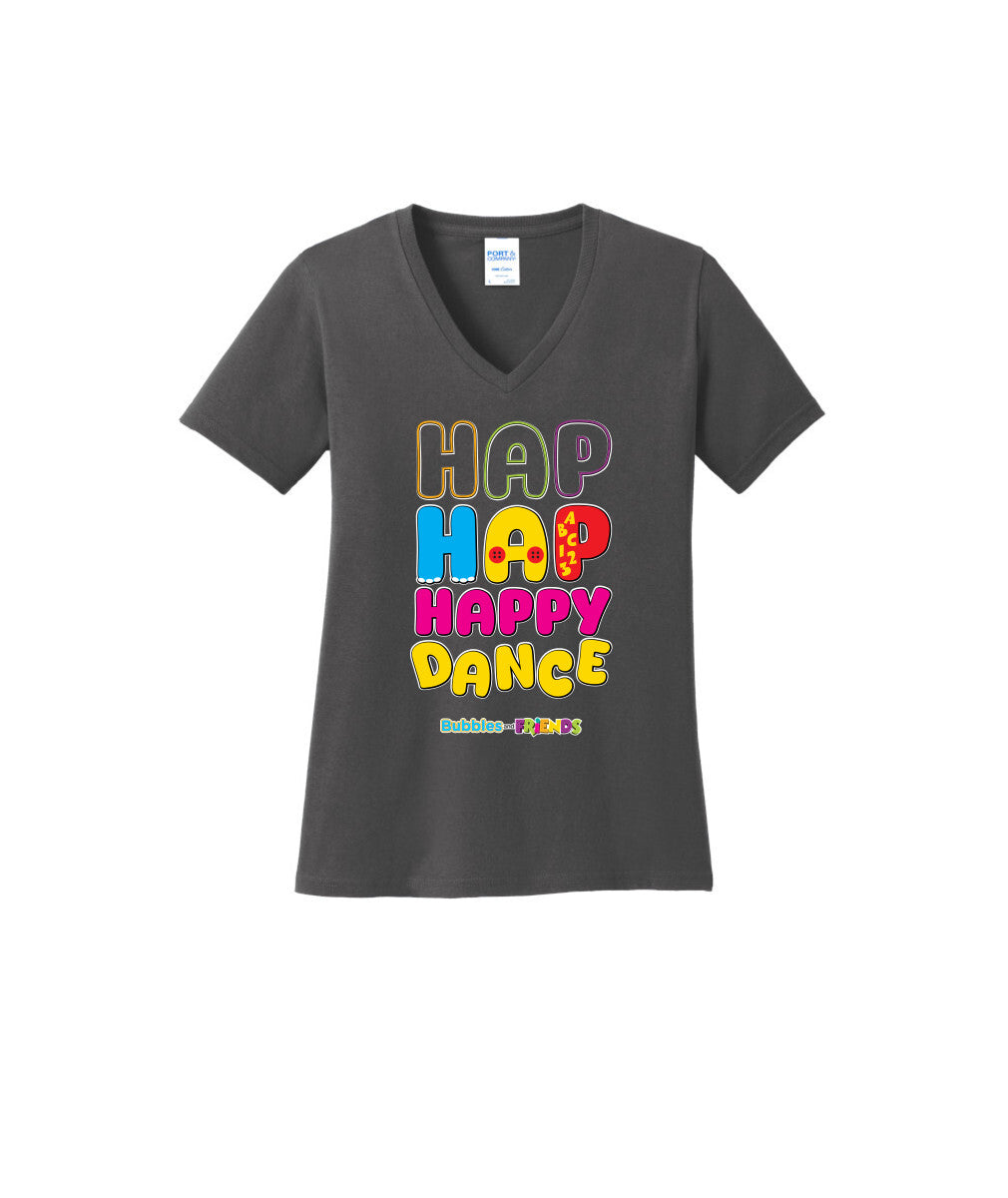 Bubbles and Friends – Happy Dance Collection Hap Hap Happy Dance Women V-Neck T-Shirt