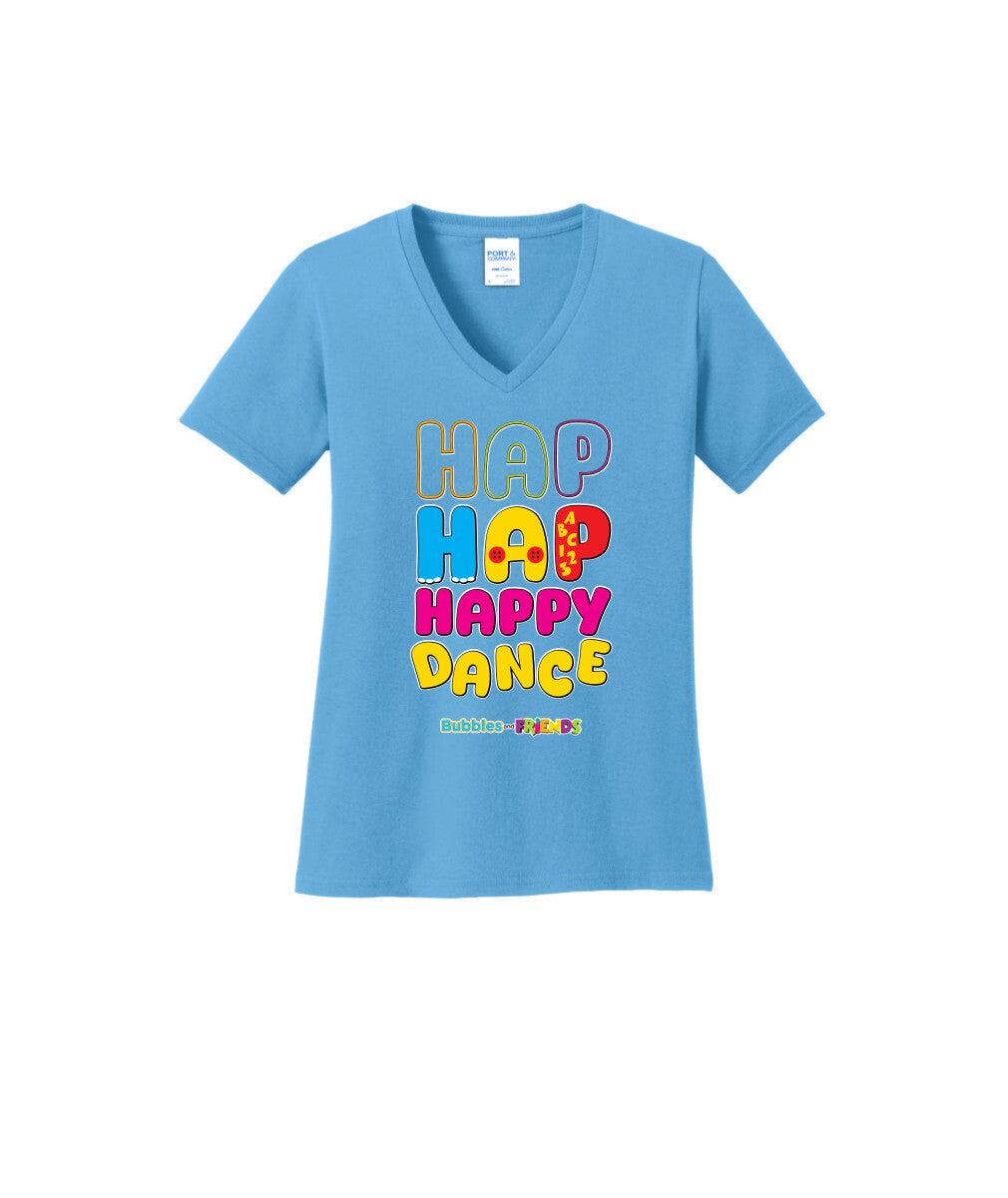 Bubbles and Friends – Happy Dance Collection Hap Hap Happy Dance Women V-Neck T-Shirt