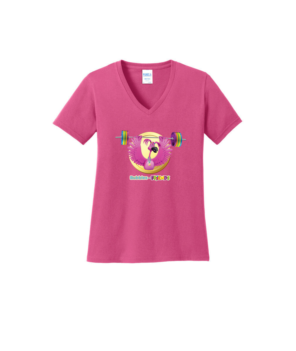 Bubbles and Friends - Summer Games Collection Flexi Weights Women V-Neck T-Shirt