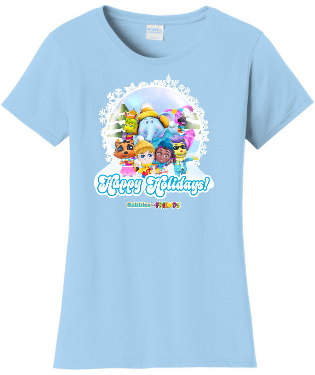 Bubbles & Friends Holiday Womens T-Shirt- Snowflake