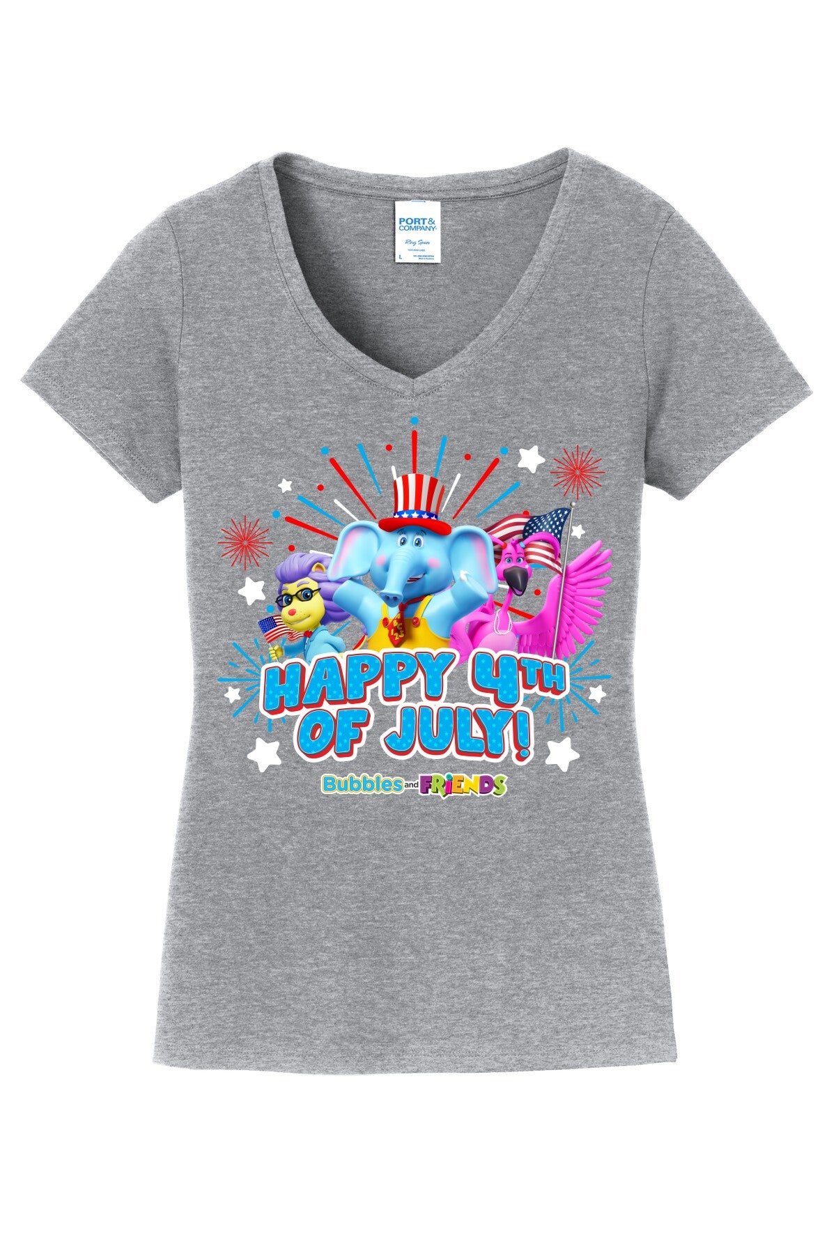 Bubbles & Friends July 4th V-Neck Tee