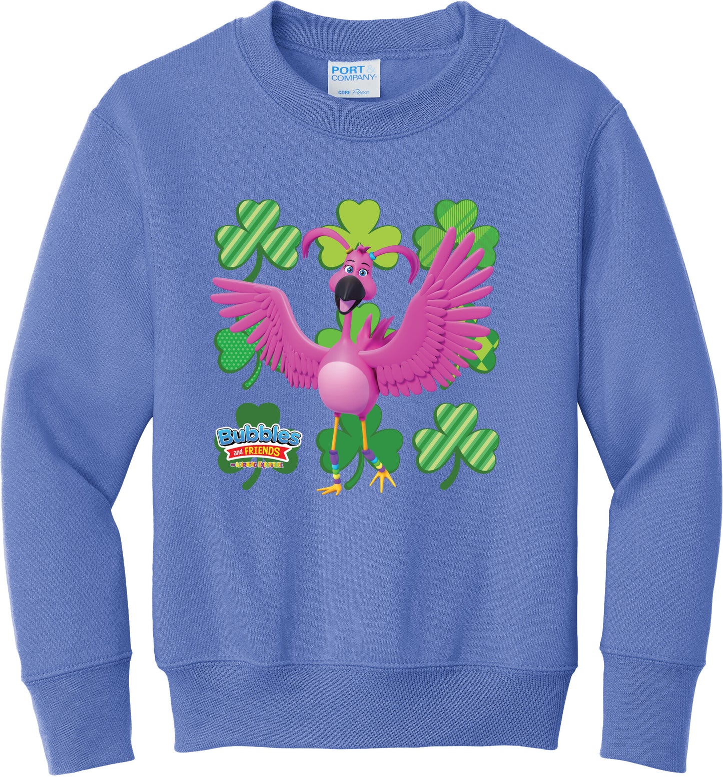 Bubbles & Friends St. Patrick's Day Flexi Children's Fleece Crewneck Sweatshirt