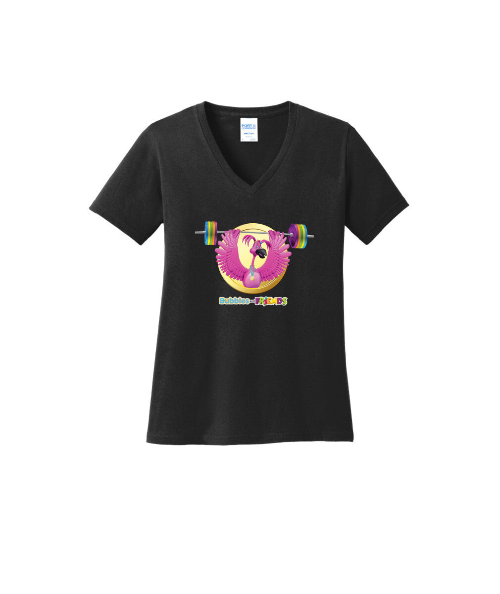 Bubbles and Friends - Summer Games Collection Flexi Weights Women V-Neck T-Shirt