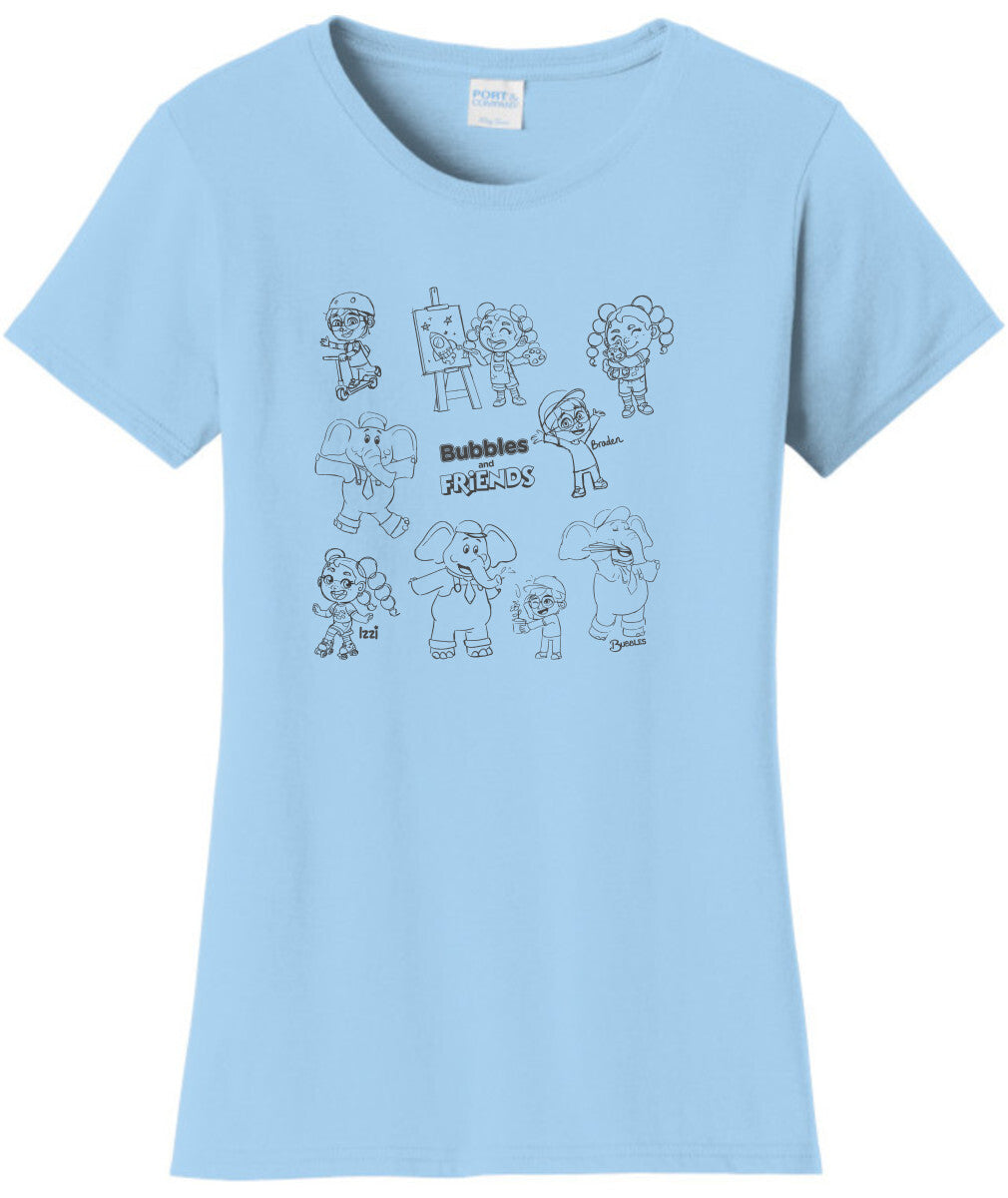 Bubbles and Friends - Happy Doodles Team Ladies T-Shirt