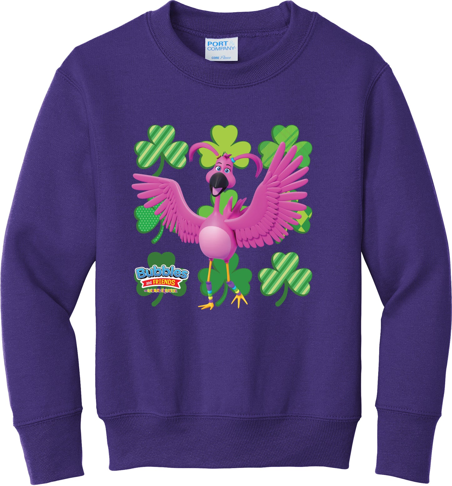 Bubbles & Friends St. Patrick's Day Flexi Children's Fleece Crewneck Sweatshirt