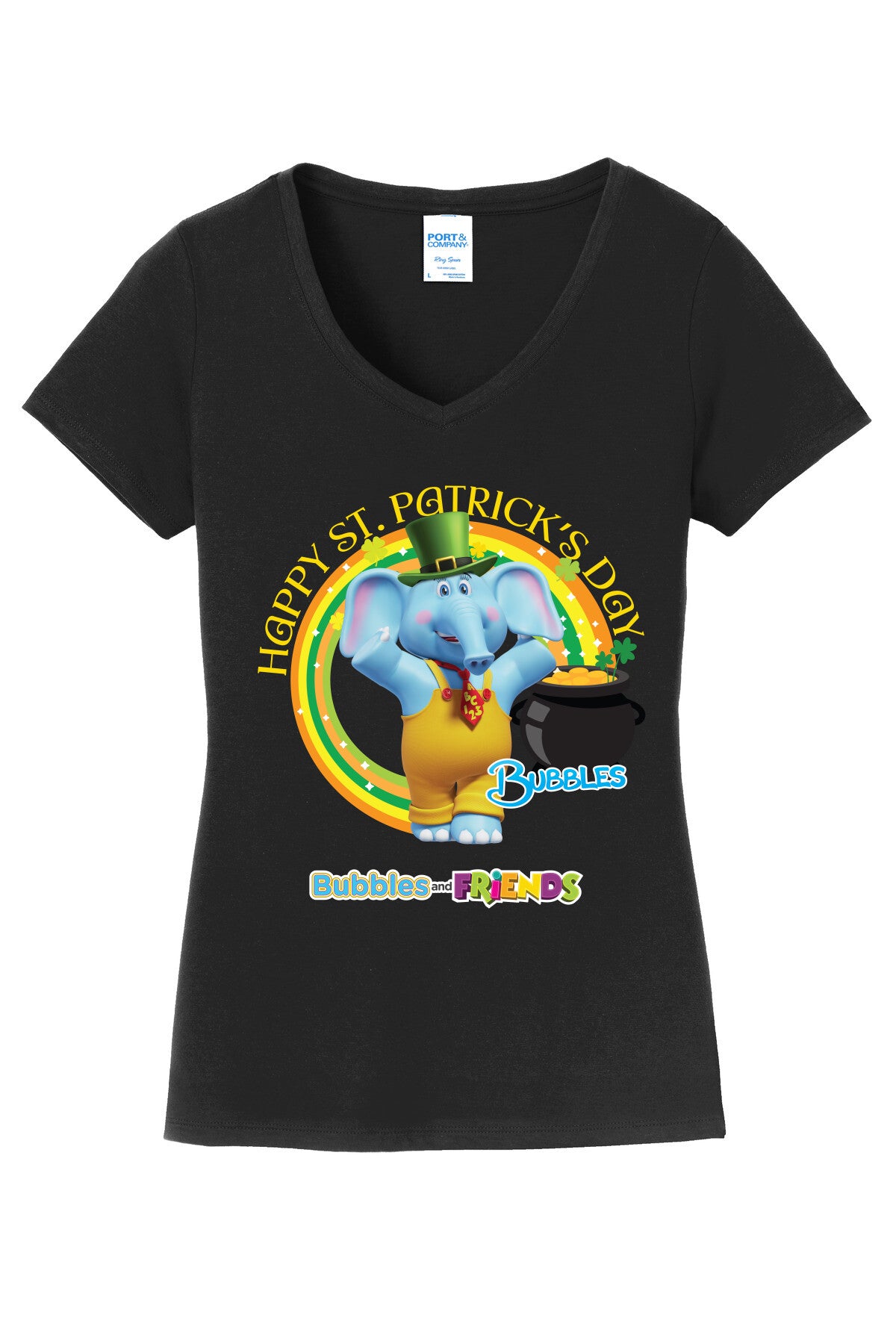 Bubbles & Friends St. Patricks BUBBLES Womens V-neck Tee