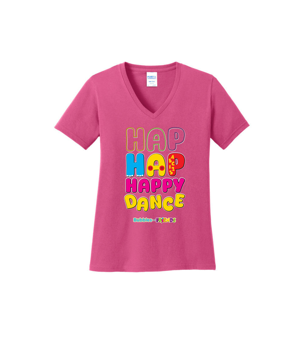 Bubbles and Friends – Happy Dance Collection Hap Hap Happy Dance Women V-Neck T-Shirt