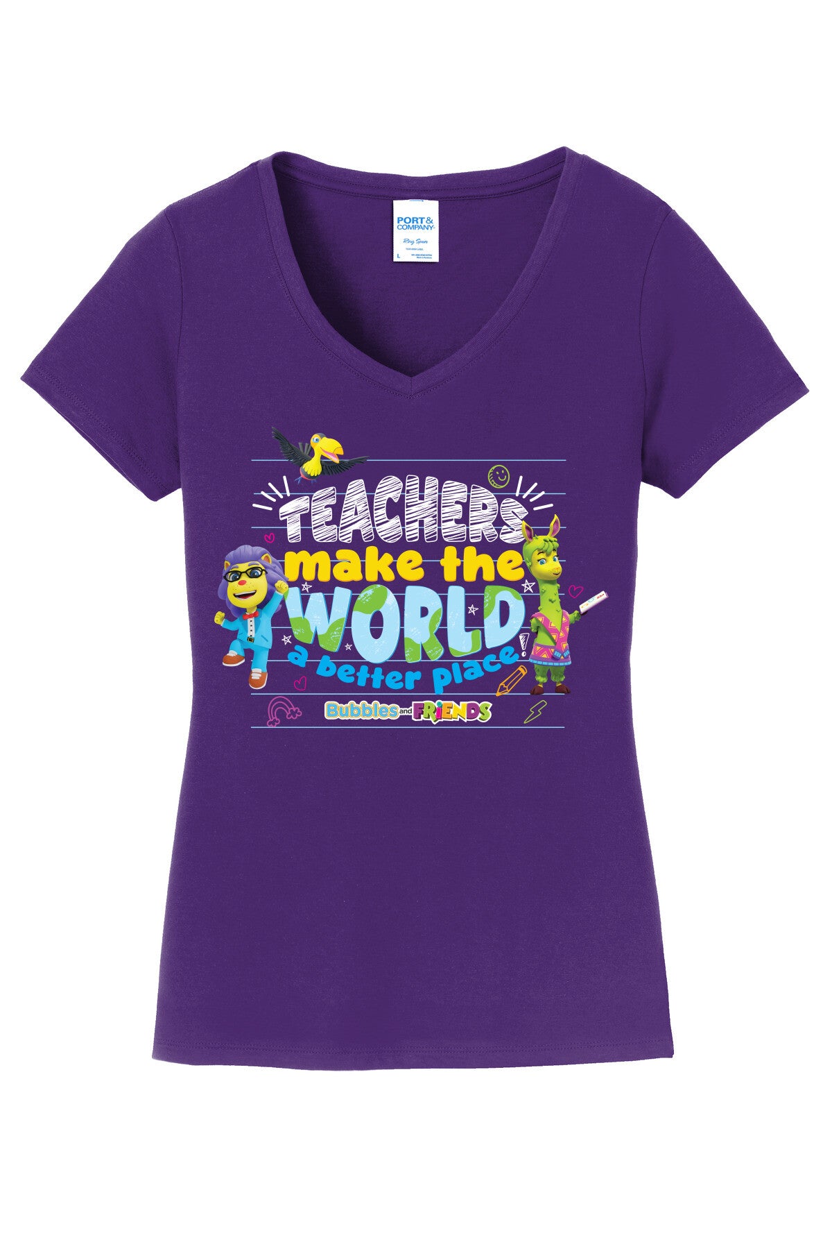 Bubbles & Friends  Teacher Appreciation World Women's V-Neck Tee