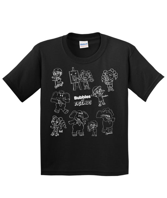 Bubbles and Friends - Happy Doodles (White) Team Childrens T-Shirt