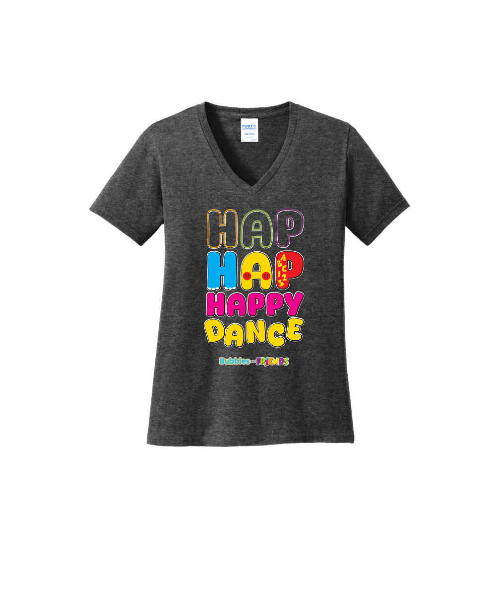 Bubbles and Friends – Happy Dance Collection Hap Hap Happy Dance Women V-Neck T-Shirt