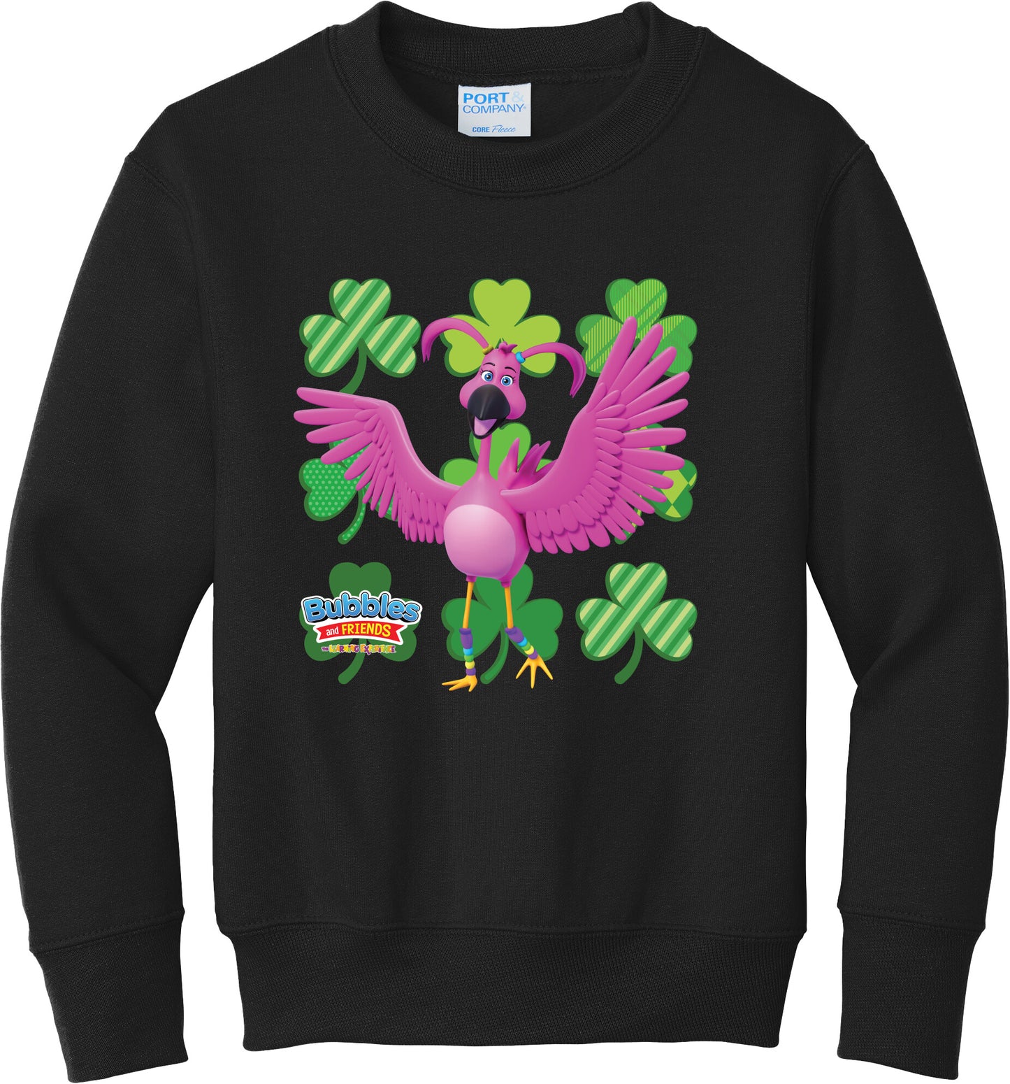 Bubbles & Friends St. Patrick's Day Flexi Children's Fleece Crewneck Sweatshirt