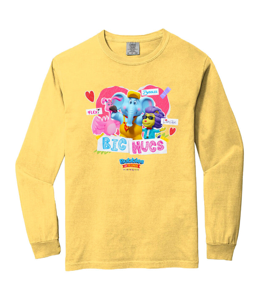 Bubbles & Friends Valentines Big Hugs Heavyweight Long Sleeve Tee