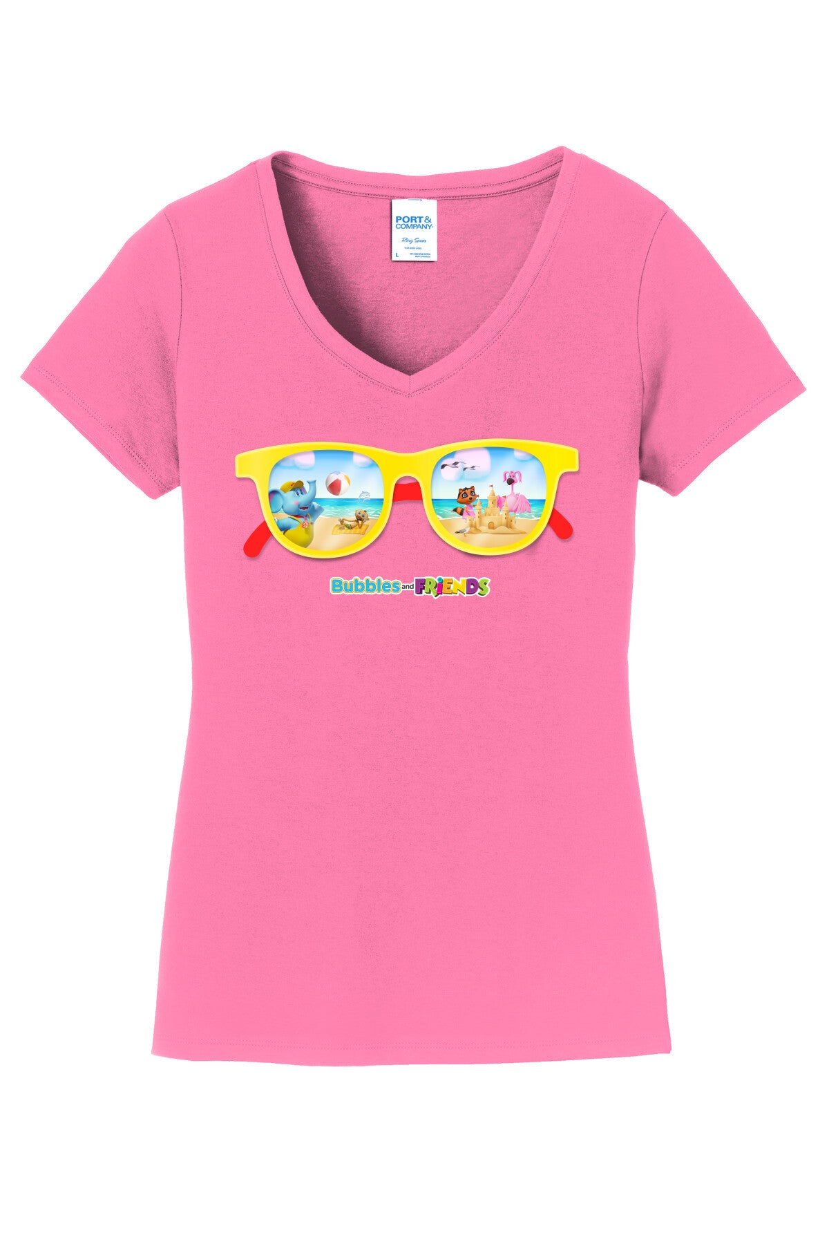 Bubbles & Friends Summer Sunglasses V-Nick Women's Tee