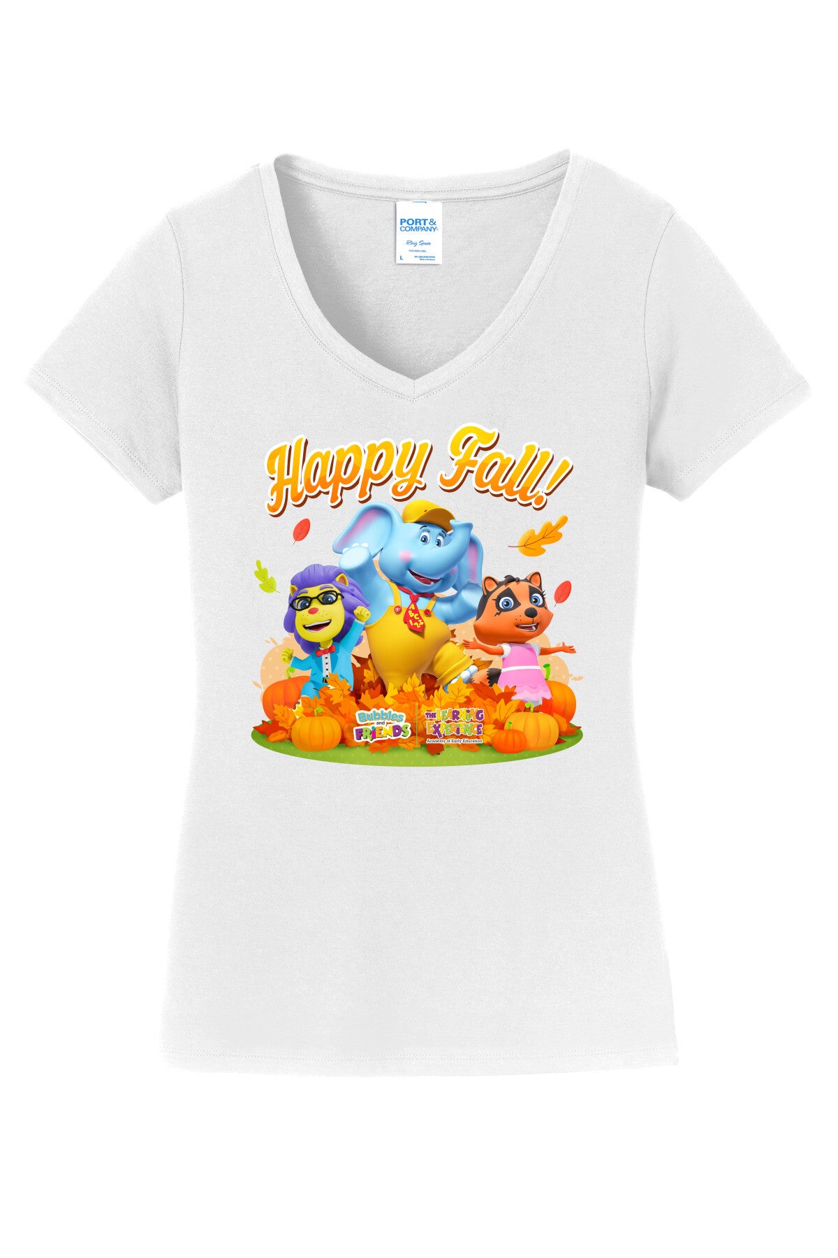 Bubbles & Friends Happy Fall Women's V-Nick T-shirt