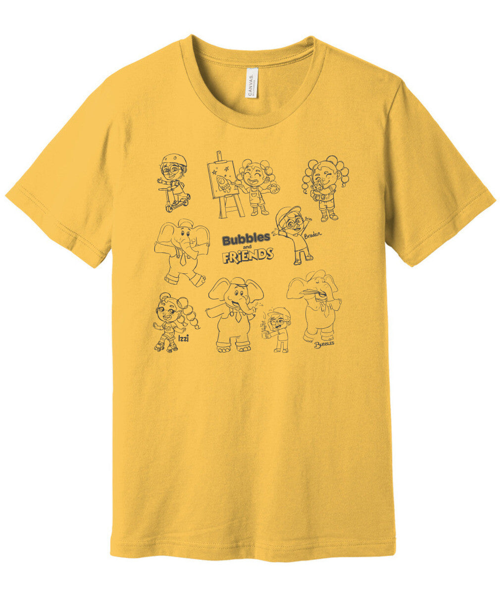 Bubbles and Friends - Happy Doodles Team Adult T-shirt