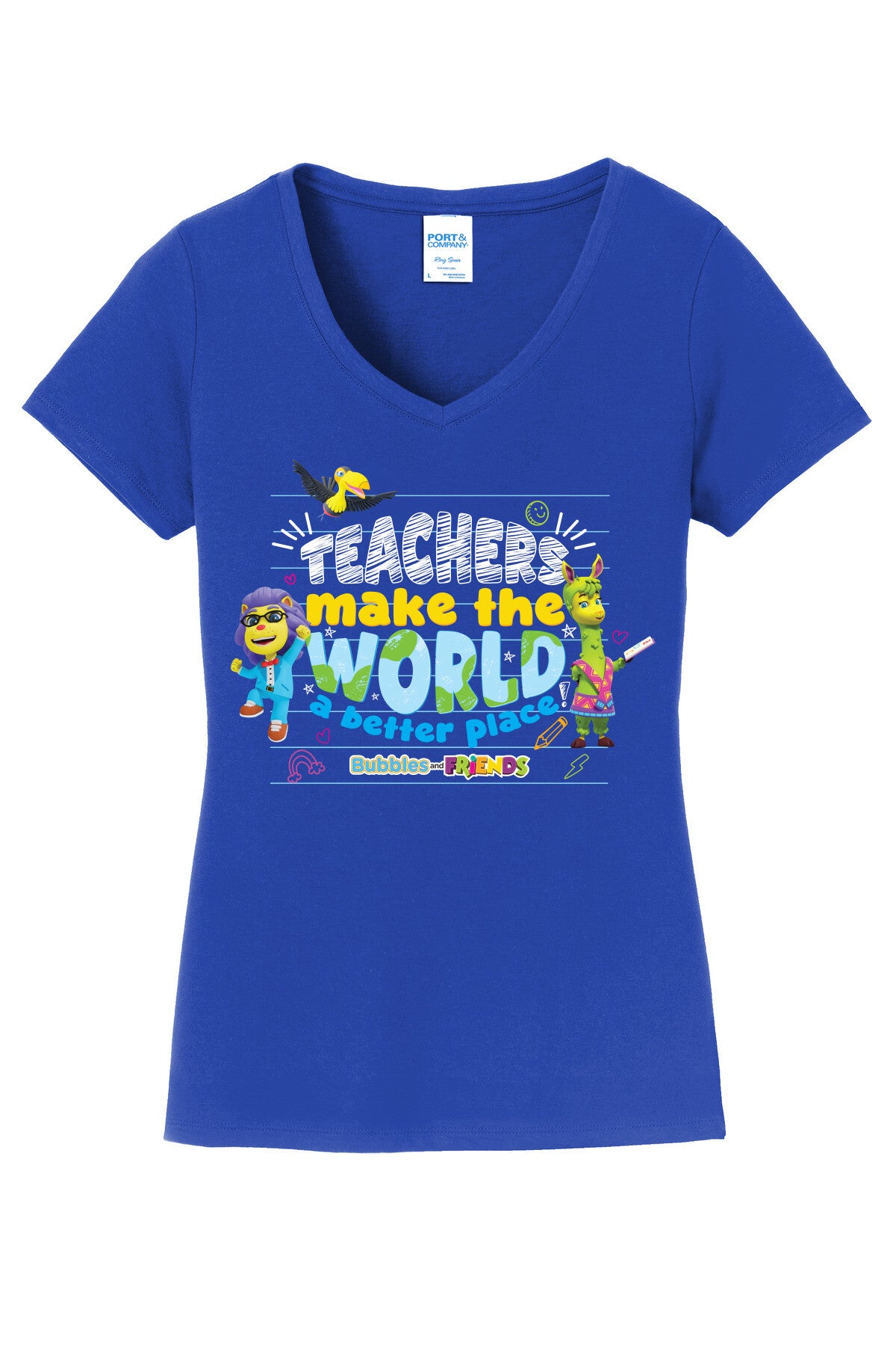 Bubbles & Friends  Teacher Appreciation World Women's V-Neck Tee