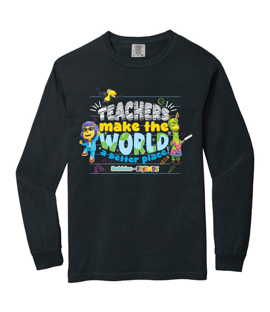 Bubbles & Friends Teacher Appreciation World Long Sleeve Adult T-Shirt