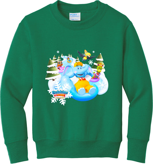 Bubbles & Friends Holiday Snow Children's Fleece Crewneck Sweatshirt